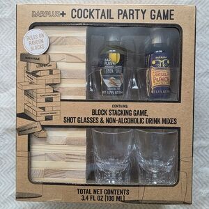 Cocktail Party Game - Block Stacking Game, Shot Glasses And Mixes